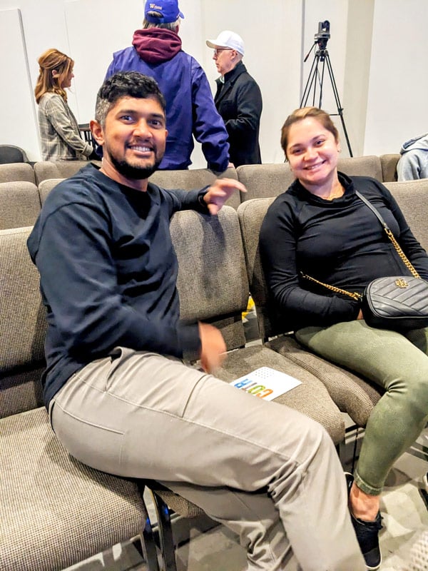 Couple sitting in church gathering